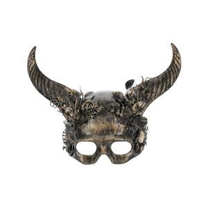 Smiffys Unisex Adult Deluxe Horns Masquerade Eye Mask / Gold